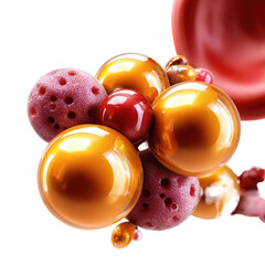 Poster - Intricate molecular structure showcasing vibrant bubbles in a dynamic arrangement