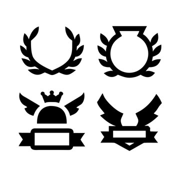 Vintage educational coat of arms set with university college and academy elements isolated vector illustration. Laurel wreaths, shields, ribbons illustration for awards,badges, and branding designs
