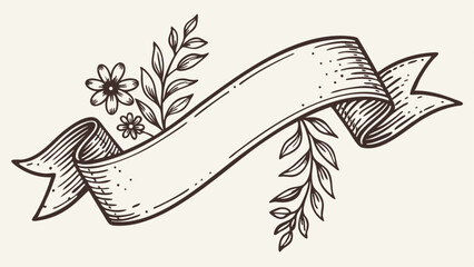 Poster - Floral banner hand drawn elegant decoration label flower leaves template vector