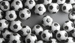 © Zatra - Many Black And White Soccer Balls Scattered On Gray Background