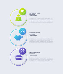 Poster - Neumorphism modern infographic template with business icons. Three steps or processes infographic layout