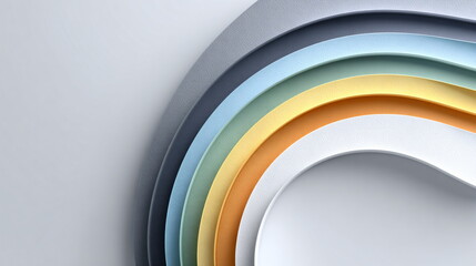 Poster - Abstract 3D rendering of pastel arches creating a colorful layered pattern, creating a modern pattern for design element.