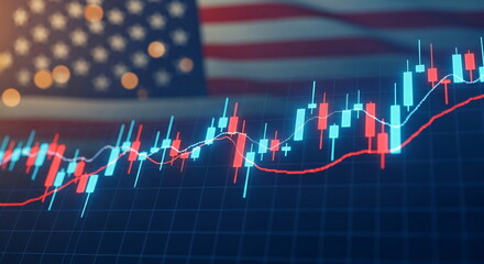 Poster - Financial stock market data analysis with graph, chart, and fluctuating lines, displaying economic activity for investment.