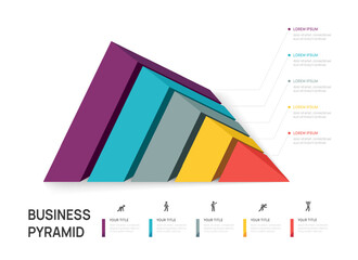 Wall Mural - infographics triangular pyramid chart timeline business 5 steps to success template.