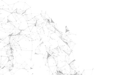 Poster - Abstract geometric network particles background. Futuristic connected lines motion pattern. Modern minimal tech structure mesh composition.