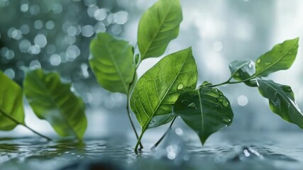 Aufkleber - A green plant sprouts out of the water's surface