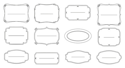 Poster - Twelve elegant, customizable vector frames ideal for adding a vintage or classic touch to your designs, perfect for logos, invitations, or certificates.