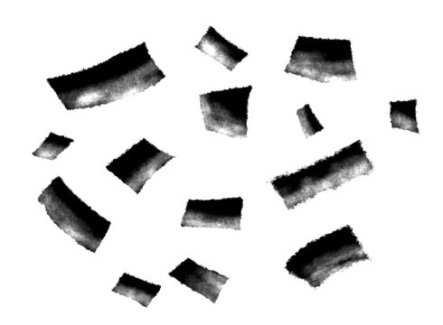 Black paper confetti scatters with grunge style. It adds texture to birthday designs. PNG with transparent background for easy use.