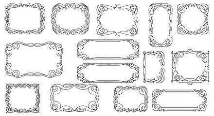 Leinwandbilder - A collection of ornate, vintage-style frames and borders, perfect for adding a touch of elegance and design to various creative projects, including invitations and decorative elements.