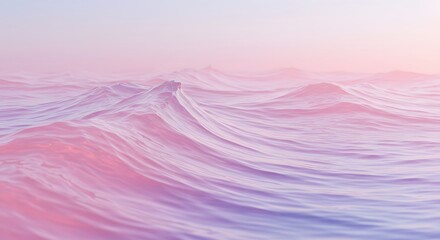 Poster - Gentle ocean waves roll under a soft, pastel-colored sky, creating a serene and calming seascape.