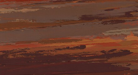 Leinwandbilder - Abstract painting of a sunset sky with blended shades of brown, orange, and gray, creating a textured and atmospheric scene.