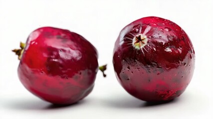 Poster - Two juicy red apples sit together on a surface, perfect for still life photography or fruit arrangement