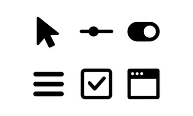 Wall Mural - Minimalist ui icons: cursor, toggle, checkbox, window in black and white
