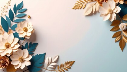 Poster - Elegant floral decor arrangement studio setting digital artwork bright background aesthetic viewpoint nature-inspired design