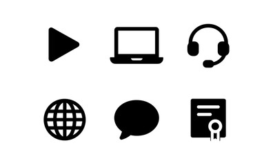 Wall Mural - Minimalist communication and technology icons set for digital projects
