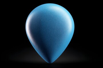 Poster - Textured blue teardrop shape object centrally positioned against a dark gradient background