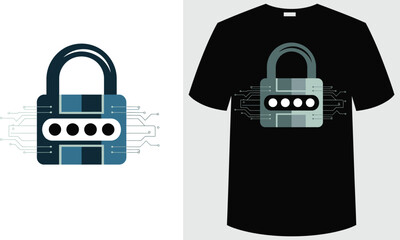 Poster - T shirt design a digital password lock illustration on black and white