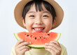 © CoreSelect - 여름 수박을 함께 먹는 모자의 즐거운 시간, Mother and Child's Joyful Watermelon Time