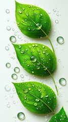 Wall Mural - Fresh leaves with water droplets (3)