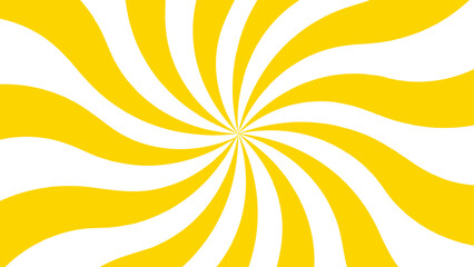 Aufkleber - Abstract energetic spiral burst design with alternating curved yellow and white wave. Smooth, twisting shapes with dynamic pinwheel effect, emphasizing motion and rotation. Retro, pop, promotional