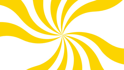 Aufkleber - Abstract energetic spiral burst design with alternating curved yellow and white wave. Smooth, twisting shapes with dynamic pinwheel effect, emphasizing motion and rotation. Retro, pop, promotional