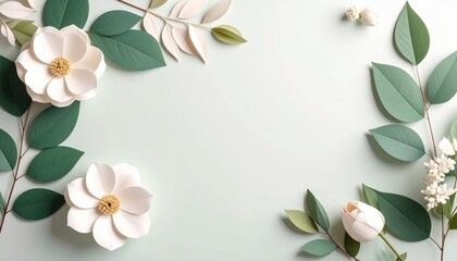 Poster - Floral arrangement creation studio paper art minimalist top-down view nature-inspired design