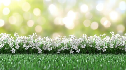 Wall Mural - Spring flowers on green grass