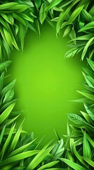 Wall Mural - Fresh green leaves frame (10)