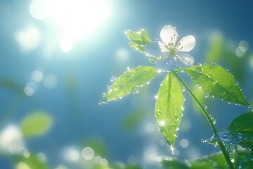 Wall Mural - Delicate flower with morning dew