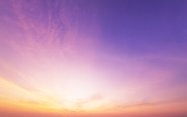 Wall Mural - dreamy purple sky twilight background and sunlight with copy space