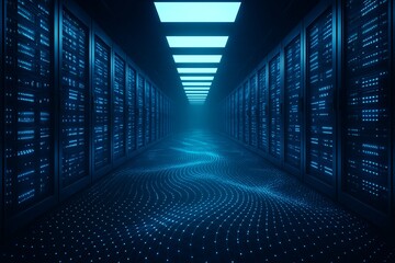 Poster - 3D rendering big data technology background network creative map