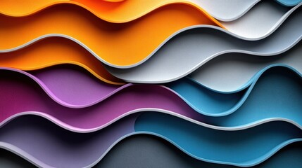 Leinwandbilder - Abstract Wavy Colorful Layers Background with Smooth Textures and Vibrant Colors