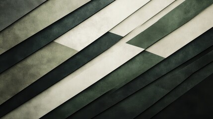 Leinwandbilder - Abstract geometric design with layered paper in muted green tones and subtle textures