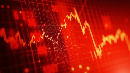Aufkleber - A red and orange graph with a downward trend. The graph is showing a decline in a stock market