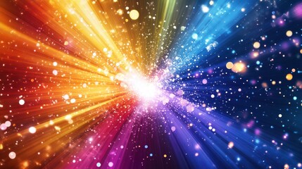 Poster - Abstract Colorful Explosion of Light with Bokeh Particles Background