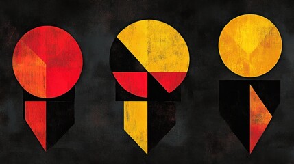 Leinwandbilder - Abstract geometric composition featuring circles and triangles with a grunge texture style