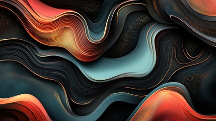 Leinwandbilder - Abstract wavy background with dynamic color gradients and gold accents