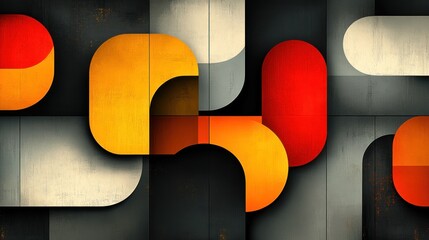 Leinwandbilder - Abstract Geometric Composition with Rounded Shapes and Vibrant Colors