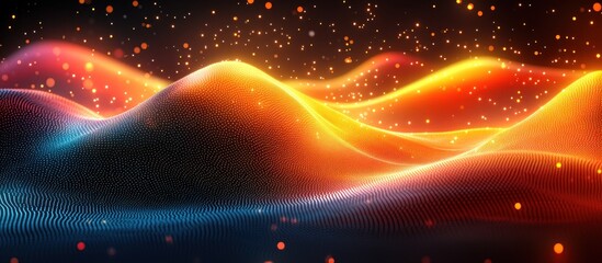 Leinwandbilder - Abstract digital landscape with glowing particles and vibrant colors