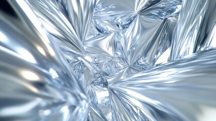 Leinwandbilder - Abstract Metallic Silver Background with Geometric Folds and Reflections