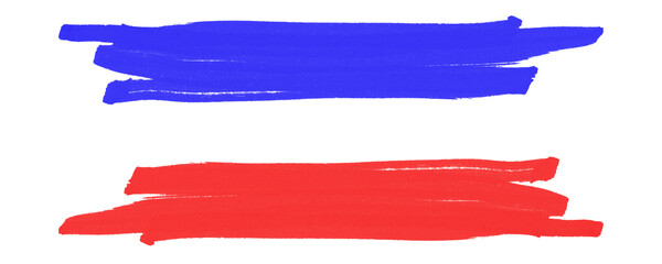 Fototapete - Red and Blue Ink Scribbles With Pastel Hatching Sketch Style for Underlines and Frames on a Transparent or White Background
