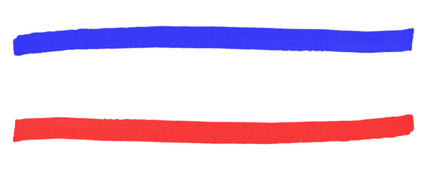 Fototapete - Red and Blue Pencil Hatching in Minimalist Style for Illustrations and Underlining Notes Isolated on a Transparent or White Background