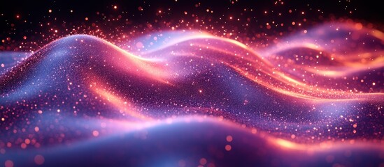 Fototapete - Abstract glittering light effect background with soft smooth wave, vibrant colors