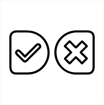  check mark and cross set icon vector on white back round