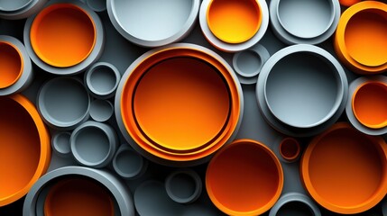 Leinwandbilder - Abstract interplay of grey and orange circles for a modern aesthetic