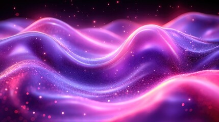 Aufkleber - Abstract glowing purple and pink waves background with sparkling particles, modern design