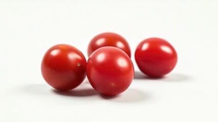 Poster - A cluster of ripe tomatoes arranged on a clean white surface, perfect for still life photography or food styling