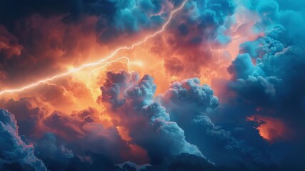 Wall Mural - a cloudy stormy sky with lightning, perfect for weather or science-related projects
