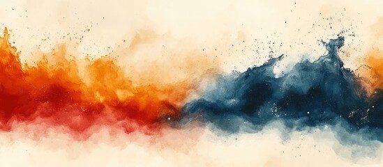 Aufkleber - Abstract panoramic watercolor painting with dynamic color transition effect