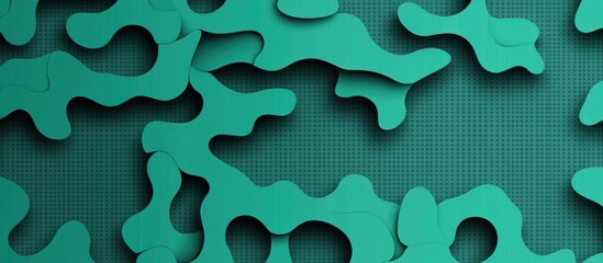 Aufkleber - Abstract layered shapes in teal with a dotted background creating a modern design